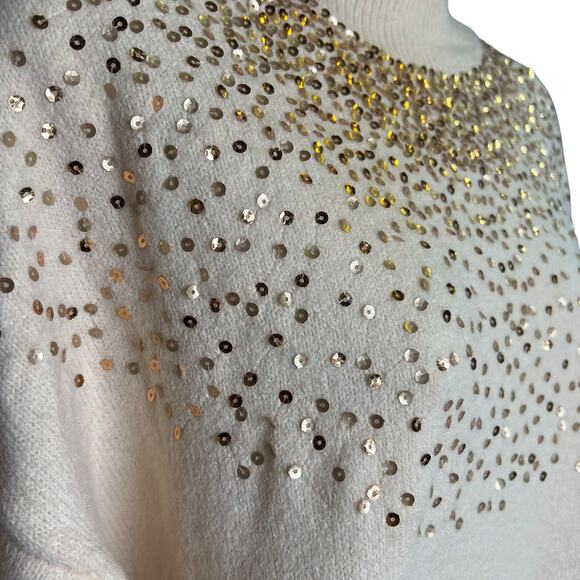 Listicle Sequin Stardust Peach Sweater Stardust Detail Sweater Top Blush Medium - Picture 4 of 10